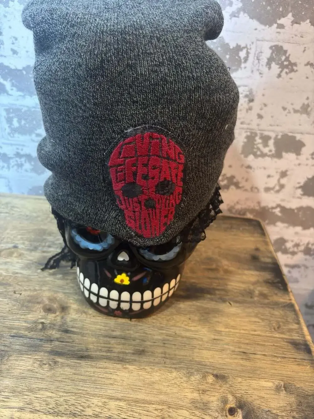 Bumpin Uglies embroidered with Living Life Safe Just Dying Slower Patch one of a